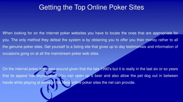 Locating the most effective Online Poker Sites