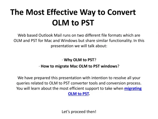 Converting data from OLM to PST