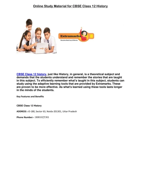 Online Study Material for CBSE Class 12 History