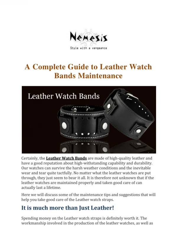 Leather Watch Bands Maintenance