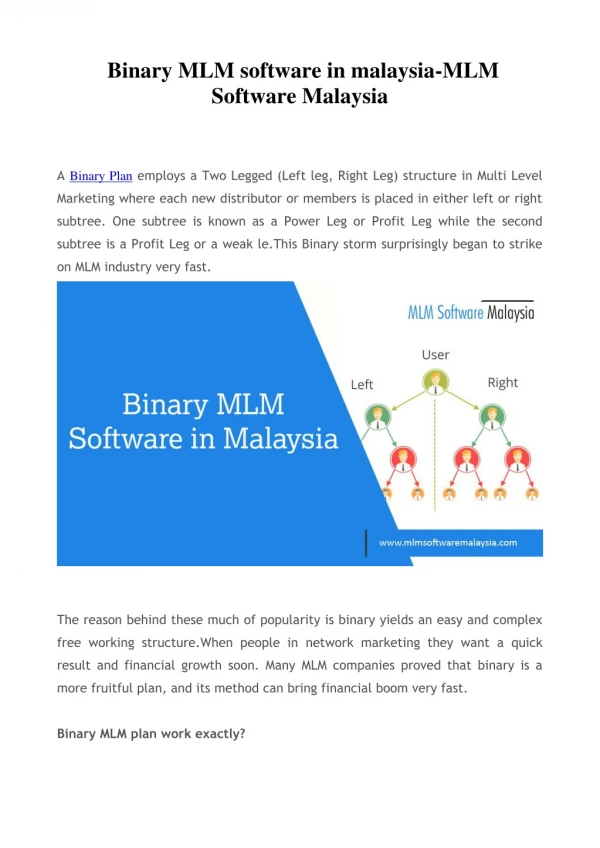 Binary MLM software in malaysia-MLM Software Malaysia