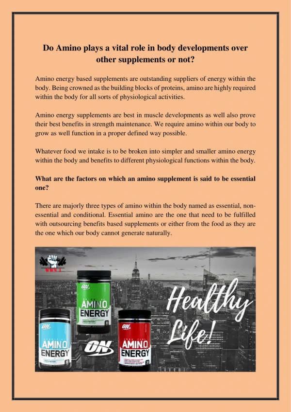 Tons of Benefits by Amino Energy Supplements