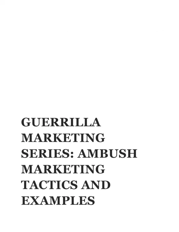 GUERRILLA MARKETING SERIES: AMBUSH MARKETING TACTICS AND EXAMPLES
