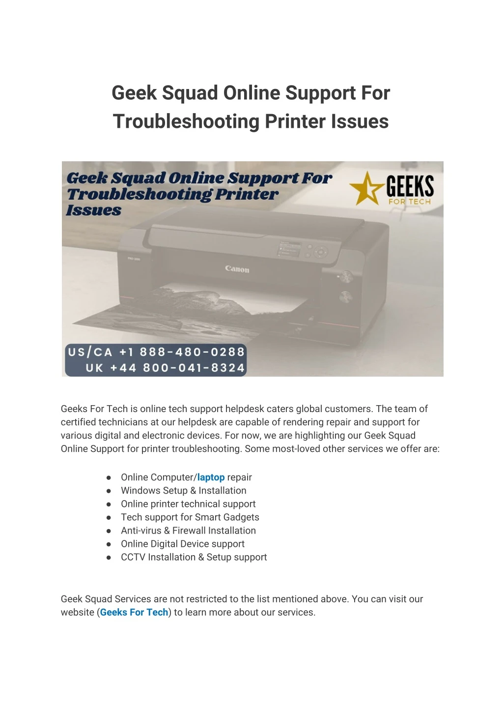 geek squad online support for troubleshooting
