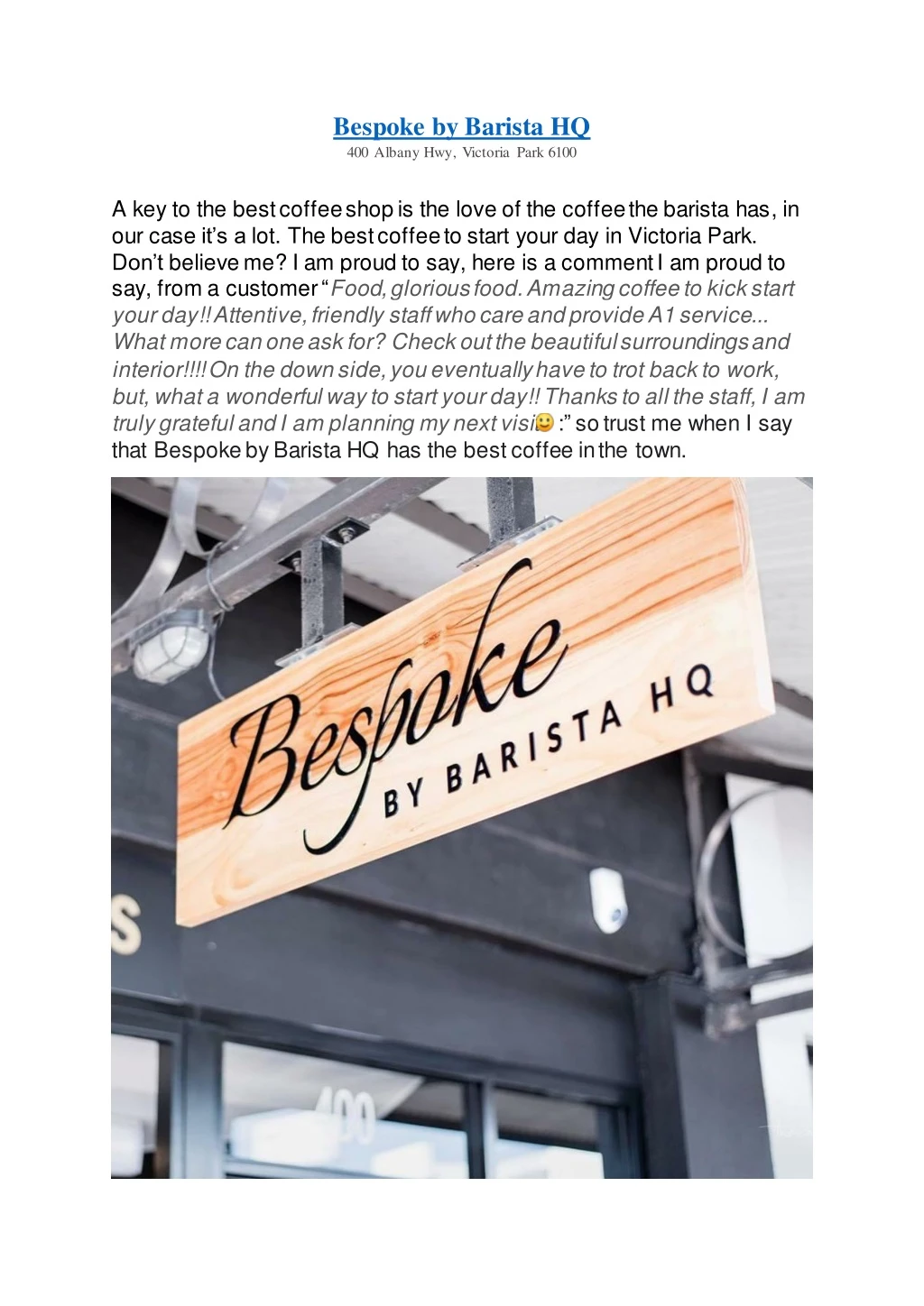 bespoke by barista hq 400 albany hwy victoria