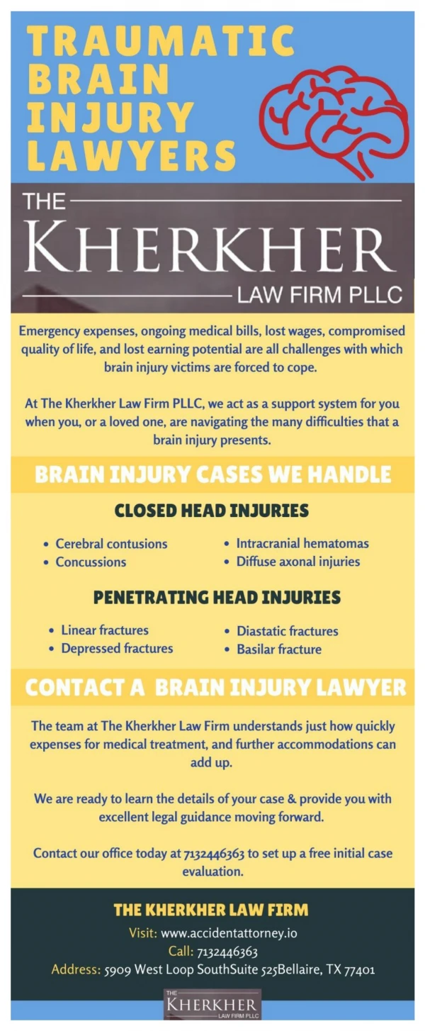 Contact Brain Injury Lawyers at The Kherkher Law Firm