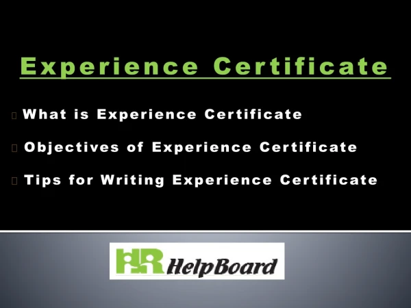 Experience certificate