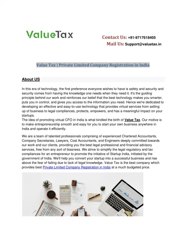 Value Tax | Private Limited Company Registration in India