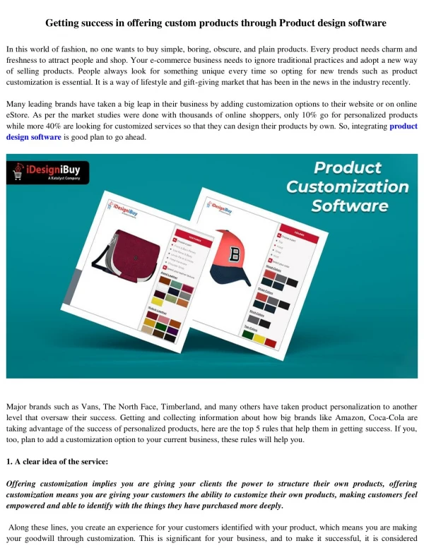 Getting success in offering custom products through Product design software