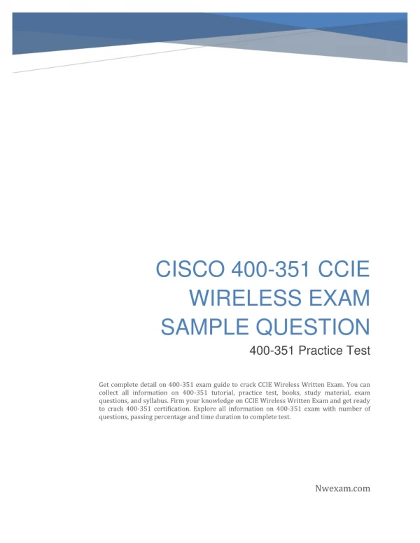 Cisco 400-351 CCIE Wireless Exam Sample Question