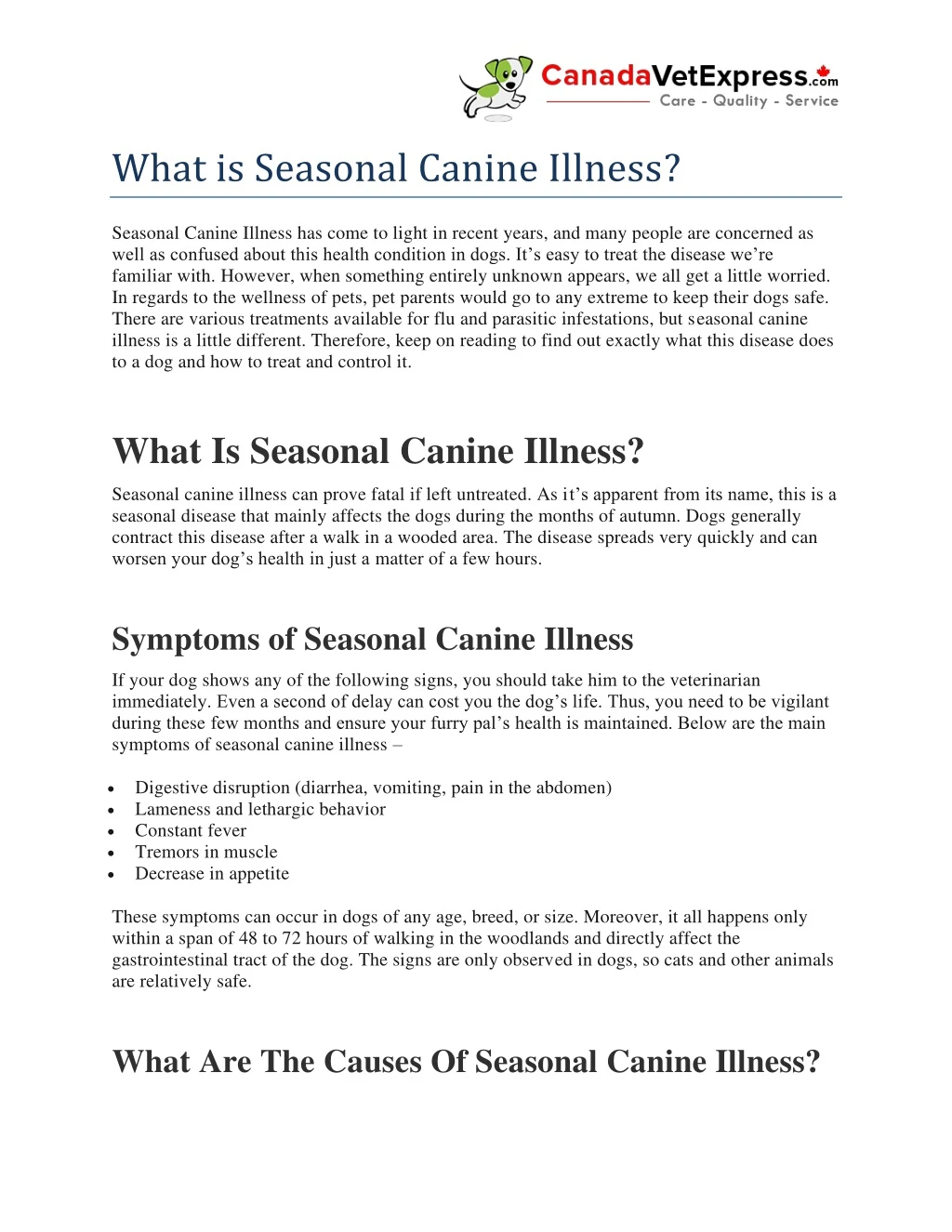 what is seasonal canine illness