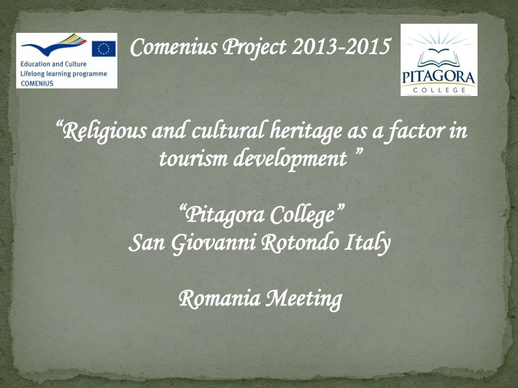 comenius project 2013 2015 religious and cultural
