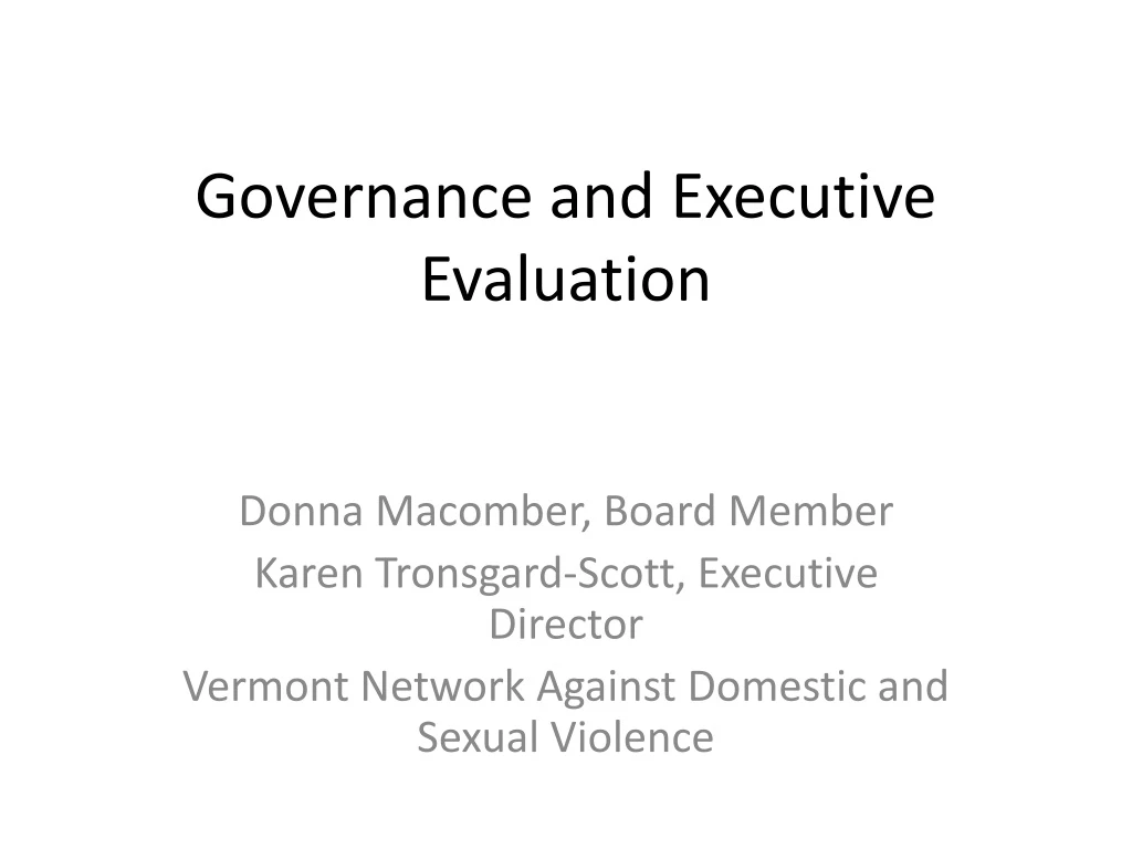 governance and executive evaluation