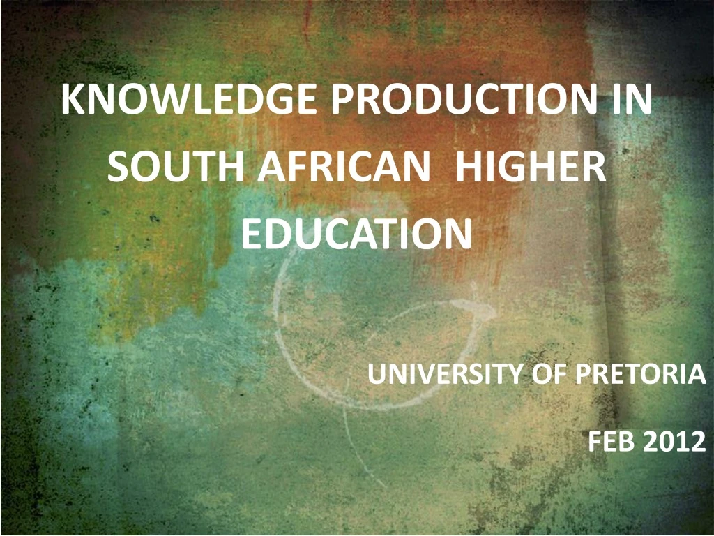 knowledge production in south african higher