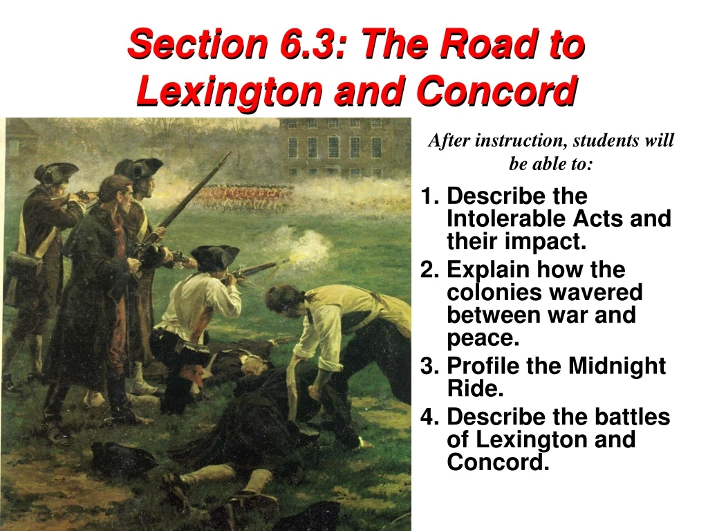 section 6 3 the road to lexington and concord