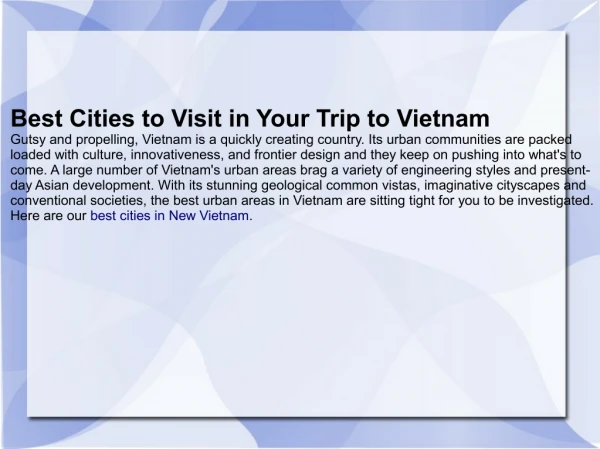 Best Cities in Vietnam