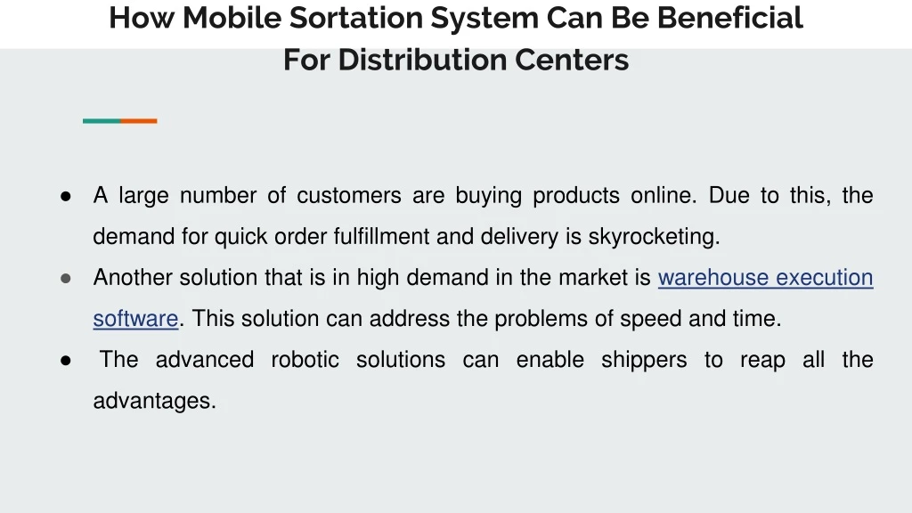 how mobile sortation system can be beneficial for distribution centers