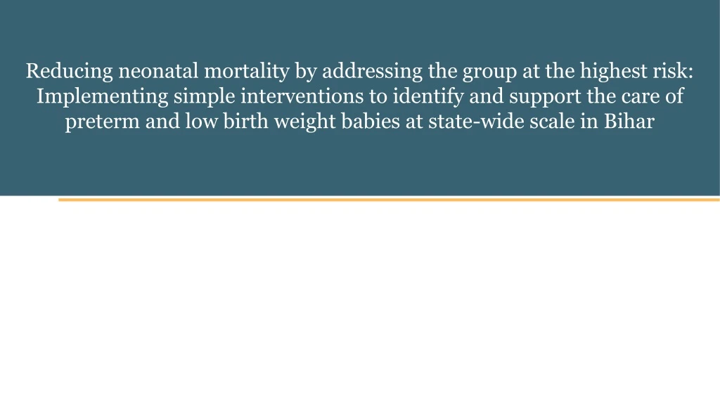 reducing neonatal mortality by addressing
