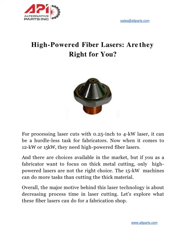 High-Powered Fiber Lasers: Are they Right for You?