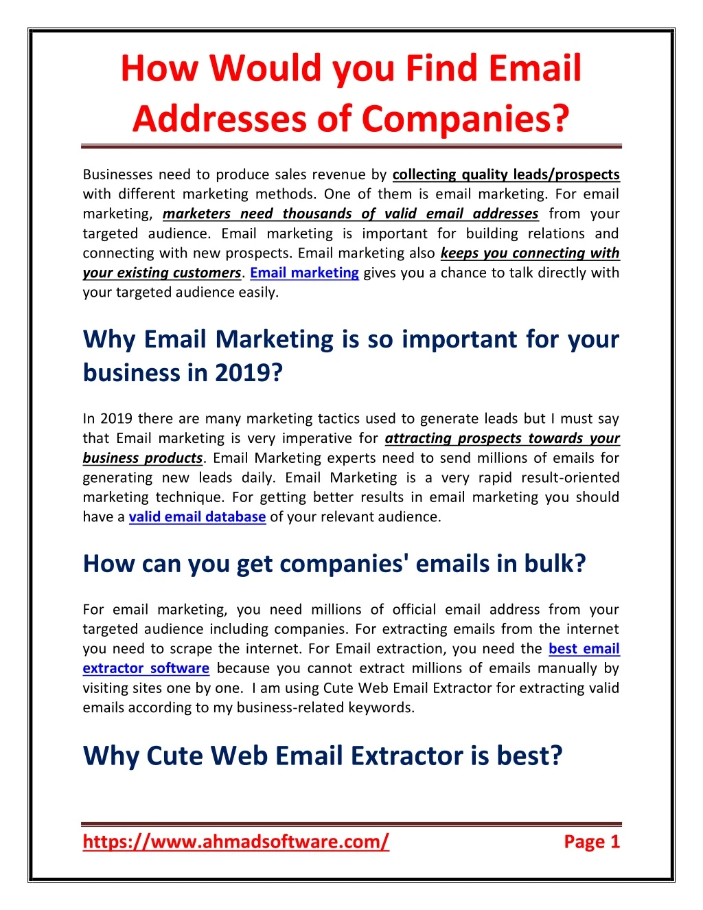 how would you find email addresses of companies