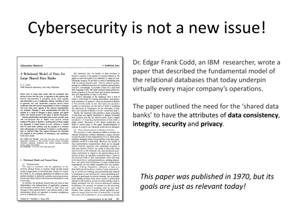 Cybersecurity is not a new issue!