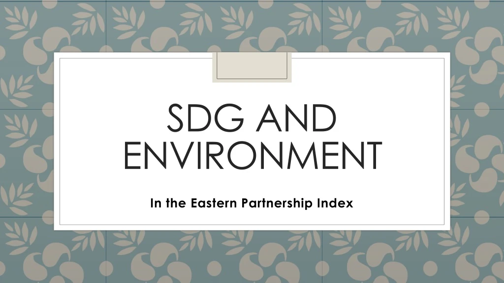 sdg and environment