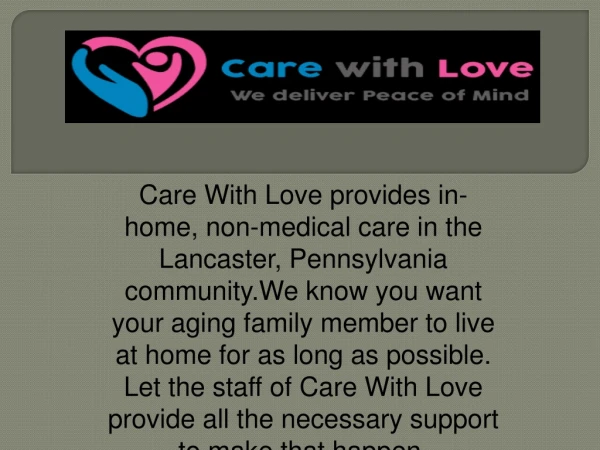Personal care assistant-Carewithlove