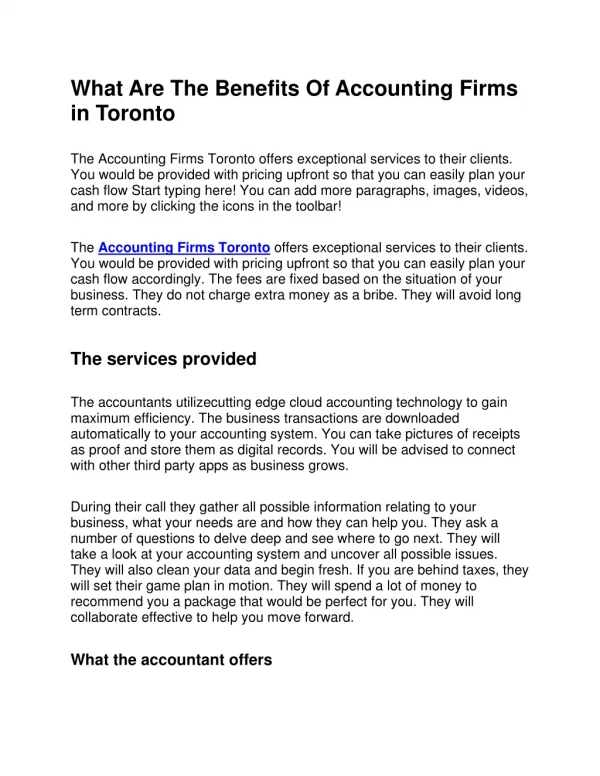 What Are The Benefits Of Accounting Firms in Toronto