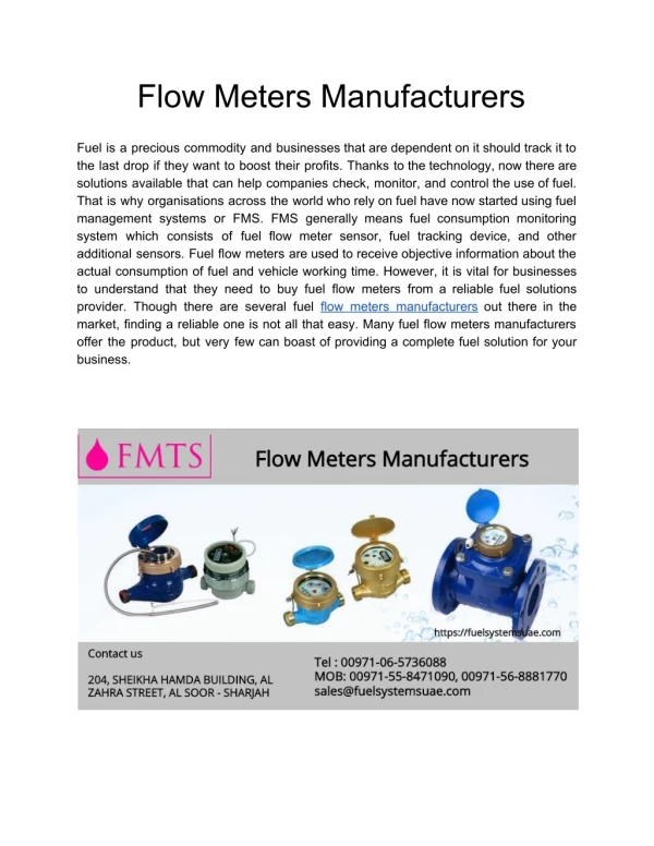 Flow Meters Manufacturers