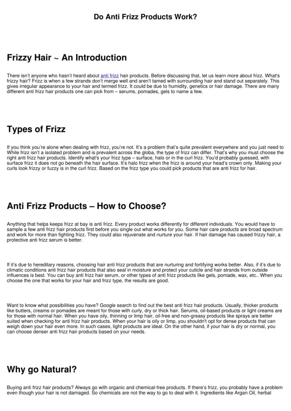 Do Anti Frizz Products Work?
