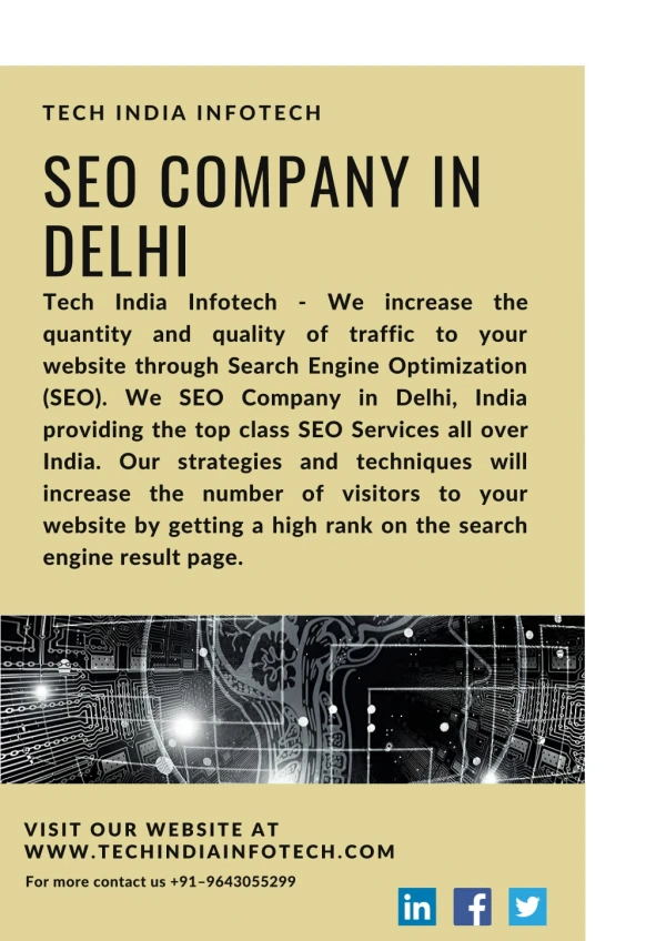 Tech India Infotech - SEO Company in Delhi provides top SEO Services