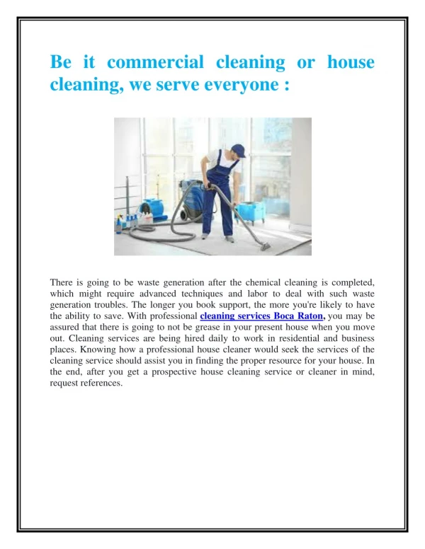 Cleaning services Boca Raton