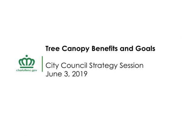 Tree Canopy Benefits and Goals City Council Strategy Session June 3, 2019
