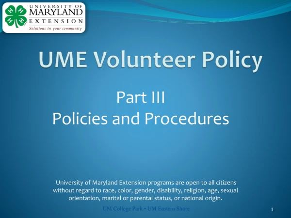 Part III Policies and Procedures