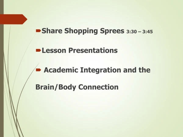 Share Shopping Sprees 3:30 – 3:45 Lesson Presentations