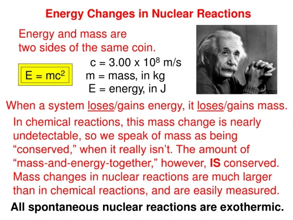 Energy Changes in Nuclear Reactions
