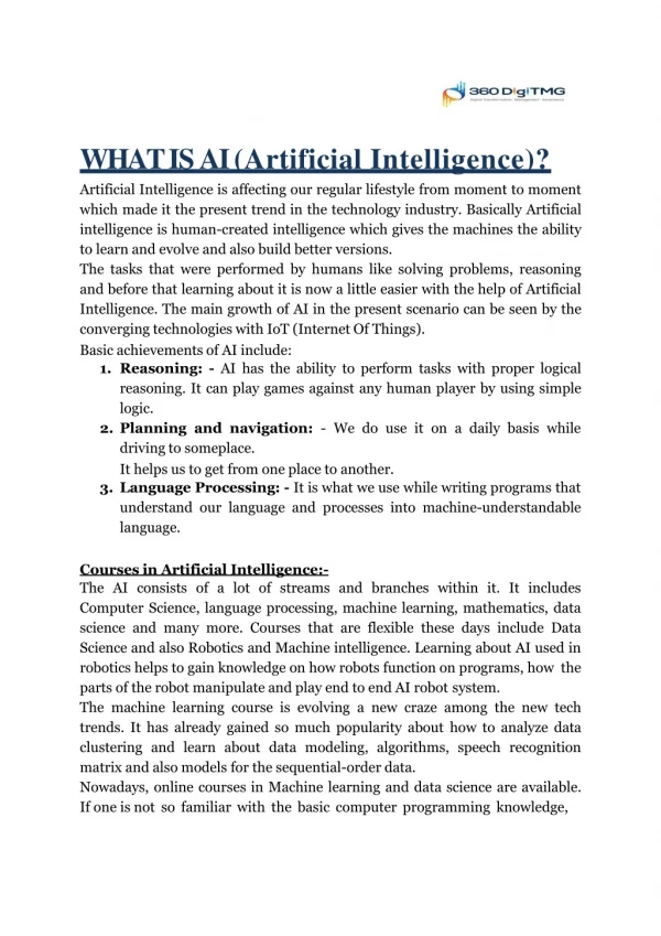 WHAT IS AI (Artificial Intelligence)