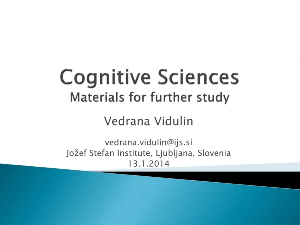 Cognitive Sciences Materials for further study