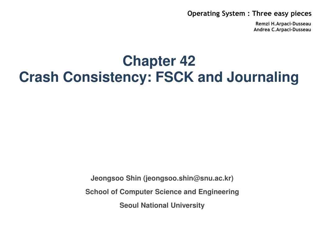 chapter 42 crash consistency fsck and journaling