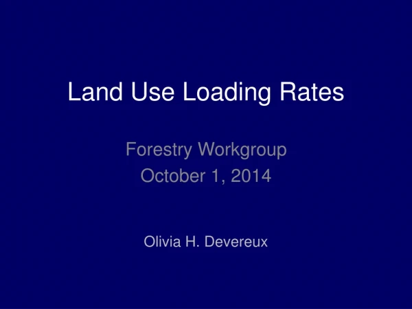 Land Use Loading Rates