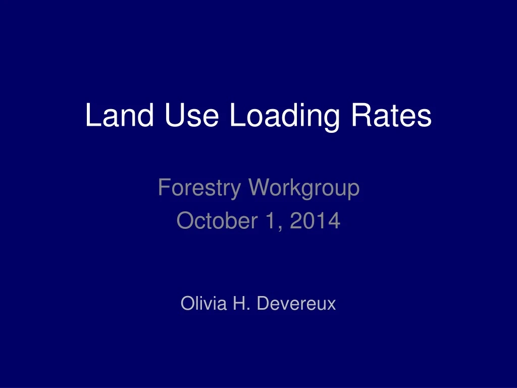 land use loading rates