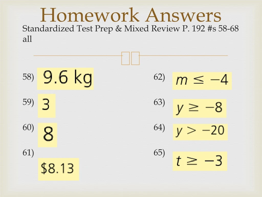 all answers for homework