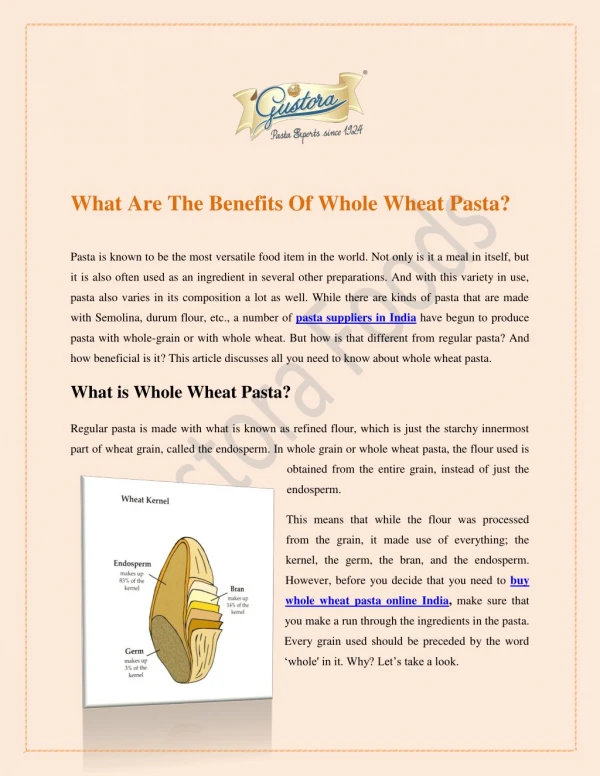 What Are The Benefits Of Whole Wheat Pasta?