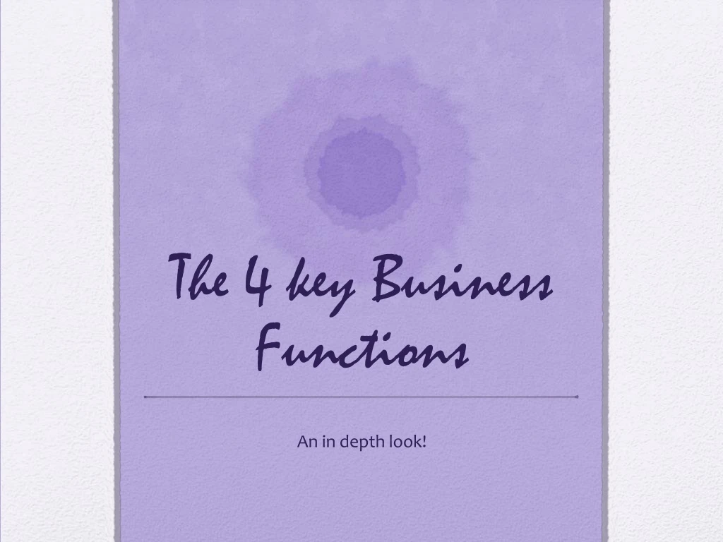 the 4 key business functions