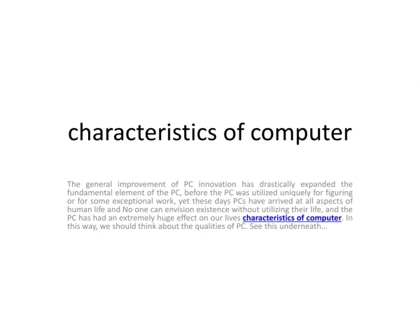 characteristics of computer