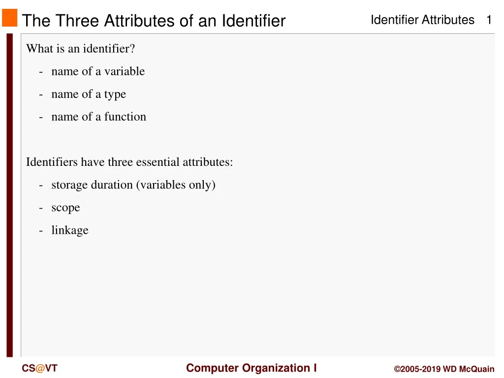 the three attributes of an identifier