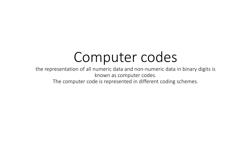 computer codes the representation of all numeric