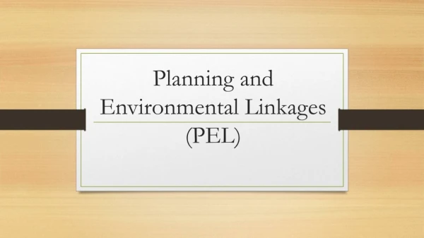 Planning and Environmental Linkages (PEL)