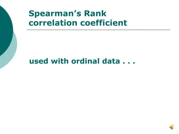 Spearman s Rank correlation coefficient