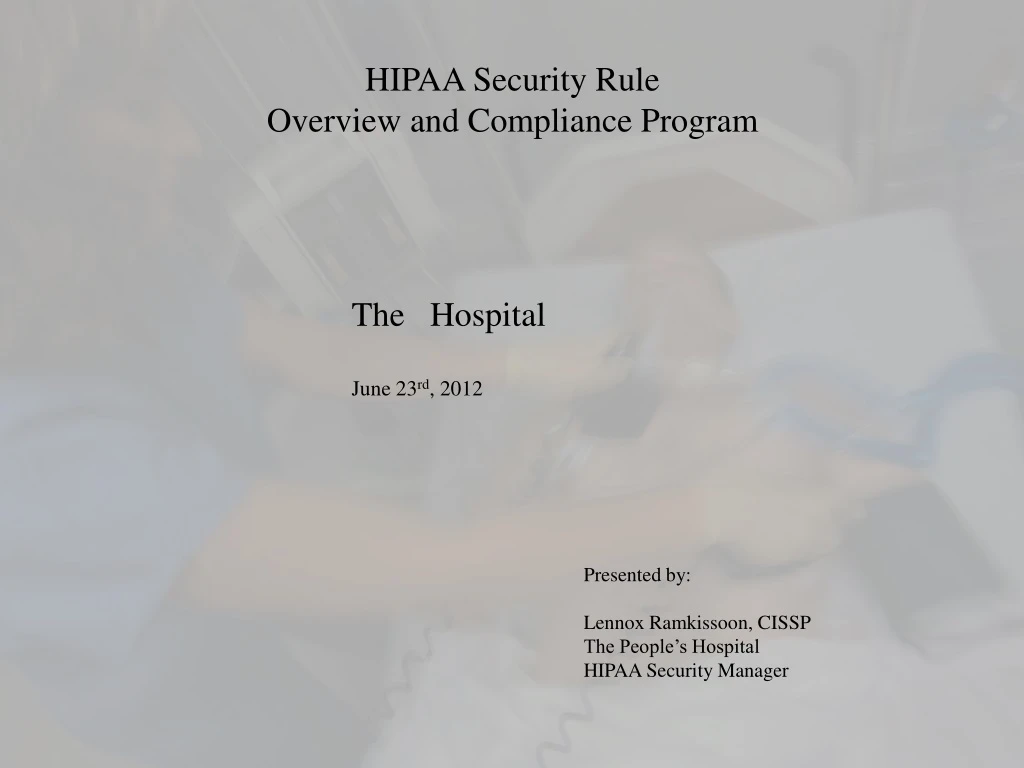 hipaa security rule overview and compliance program